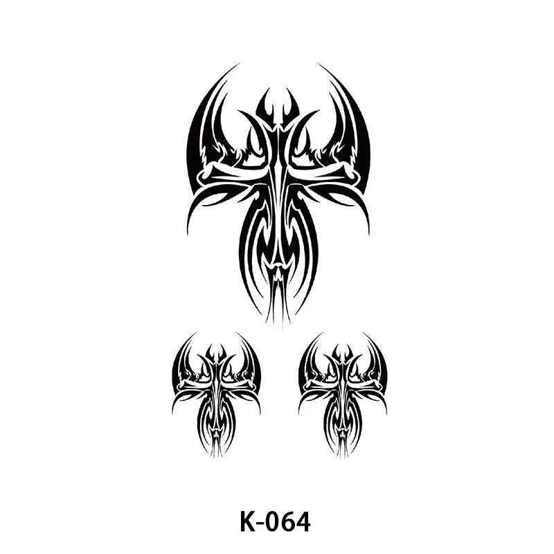 Temporary tattoo sticker with English letters and flowers, 60x105mm, water transfer printing, K060-K068 patterns