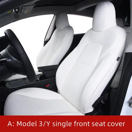 Universal black and white car seat cover set for Tesla Model 3 and Model Y interiors