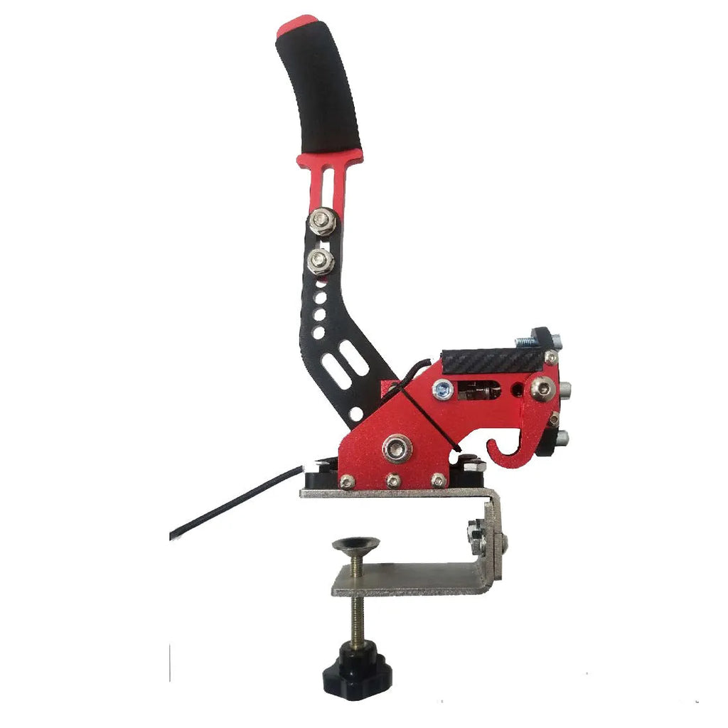Aluminum and stainless steel linear handbrake with clamp for racing simulators compatible with G29 and T300RS