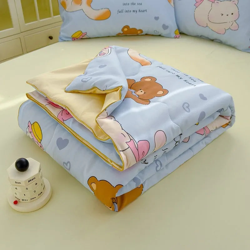 Washed cotton soybean fibre summer quilt in 110x150cm, 150x200cm, or 200x230cm with patterned design