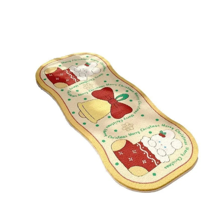 Alien-shaped Christmas carpet with plant patterns in imitation cashmere, shown in Ginger Cake Bear colour.