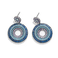 Rainbow hoop earrings for women in copper, 2.8cm x 3.8cm, shown in blue and pink