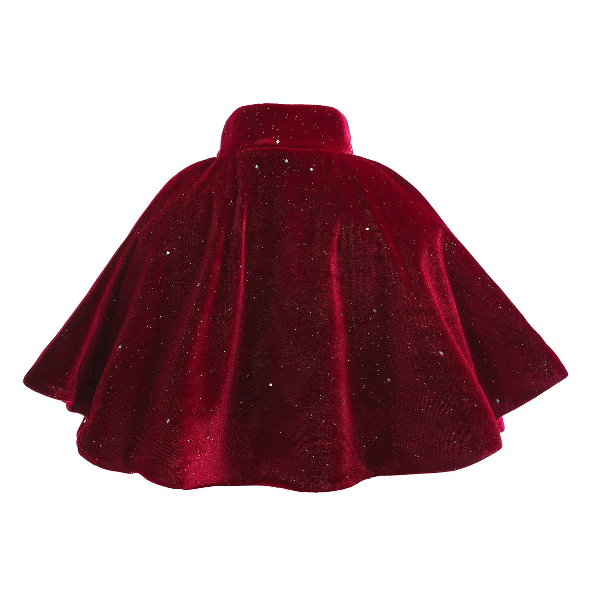 Girl's burgundy cape cloak with cotton lining, single-button closure, for autumn and winter, suitable height 100-150cm