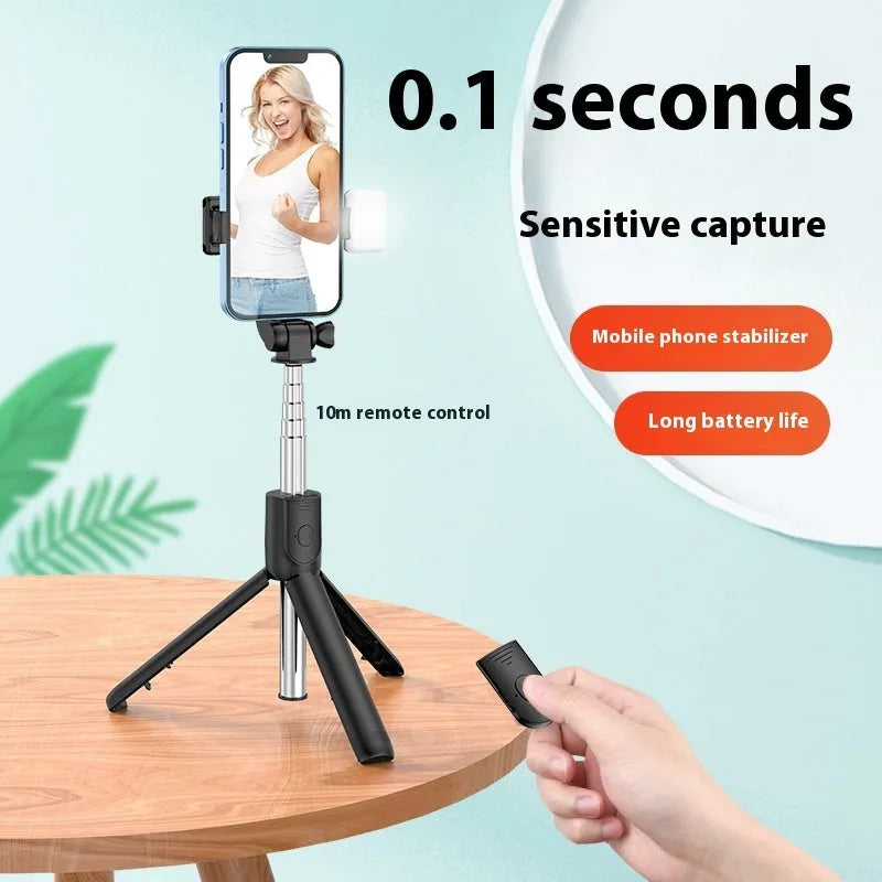 Bluetooth selfie stick tripod with light, 70cm alloy plastic, available in Black Blue Pink White