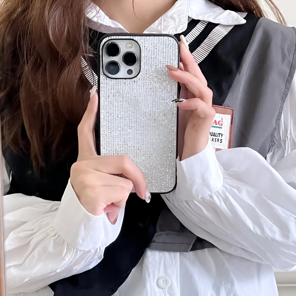 Creative rhinestone PC phone case in matte finish with rhinestone design for iPhone protection