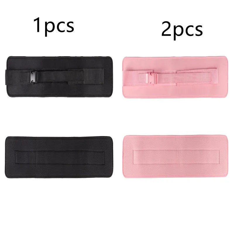 Black and pink weight-bearing hip bridge auxiliary strap for dumbbell and barbell training