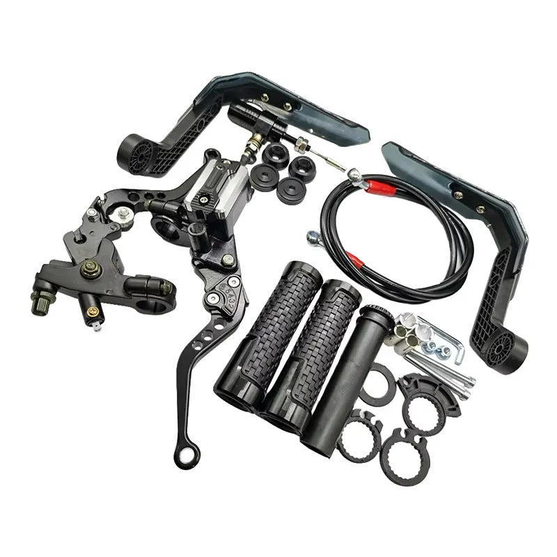 Black motorcycle brake cover for brake and clutch lever modification, general fit, supplied as one brake set.