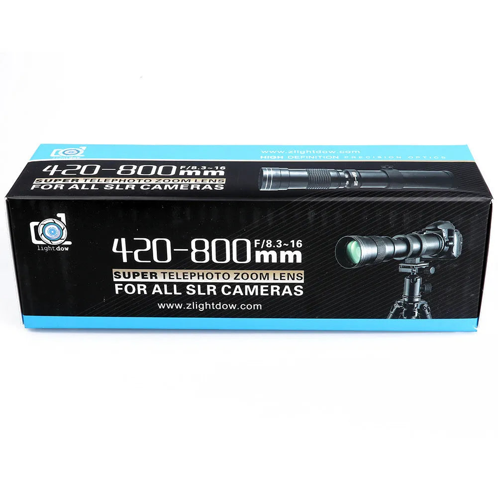 420-800mm manual focus telephoto zoom lens adapter with T-mount connector ring for cameras