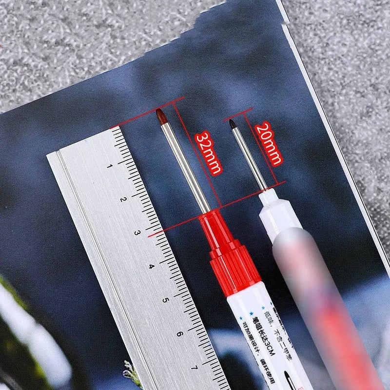 Black, red, blue, and green waterproof oil marker pens with quick-drying ink, 15.2 cm long.
