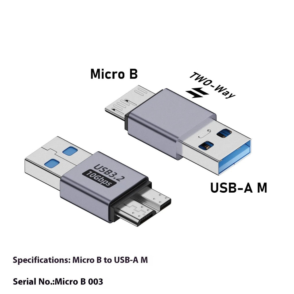 Micro B to USB and Type-C adapter converter for data transfer and charging of old devices