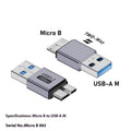 Micro B to USB and Type-C adapter converter for data transfer and charging of old devices