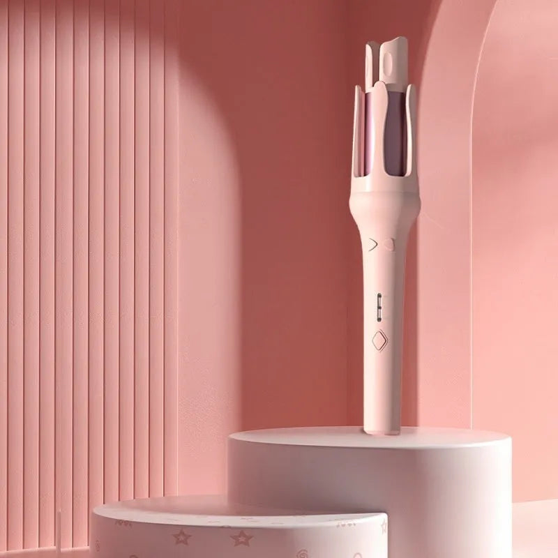 32mm automatic hair curler in white or chigo colours with pink, purple, beige, or green accents