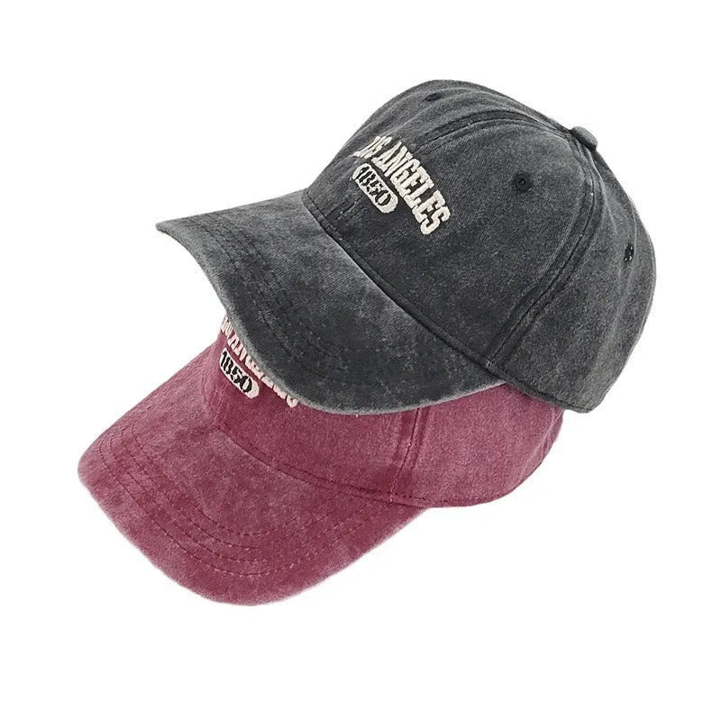 Retro personalised distressed letters embroidered peak cap in beige colour with adjustable strap