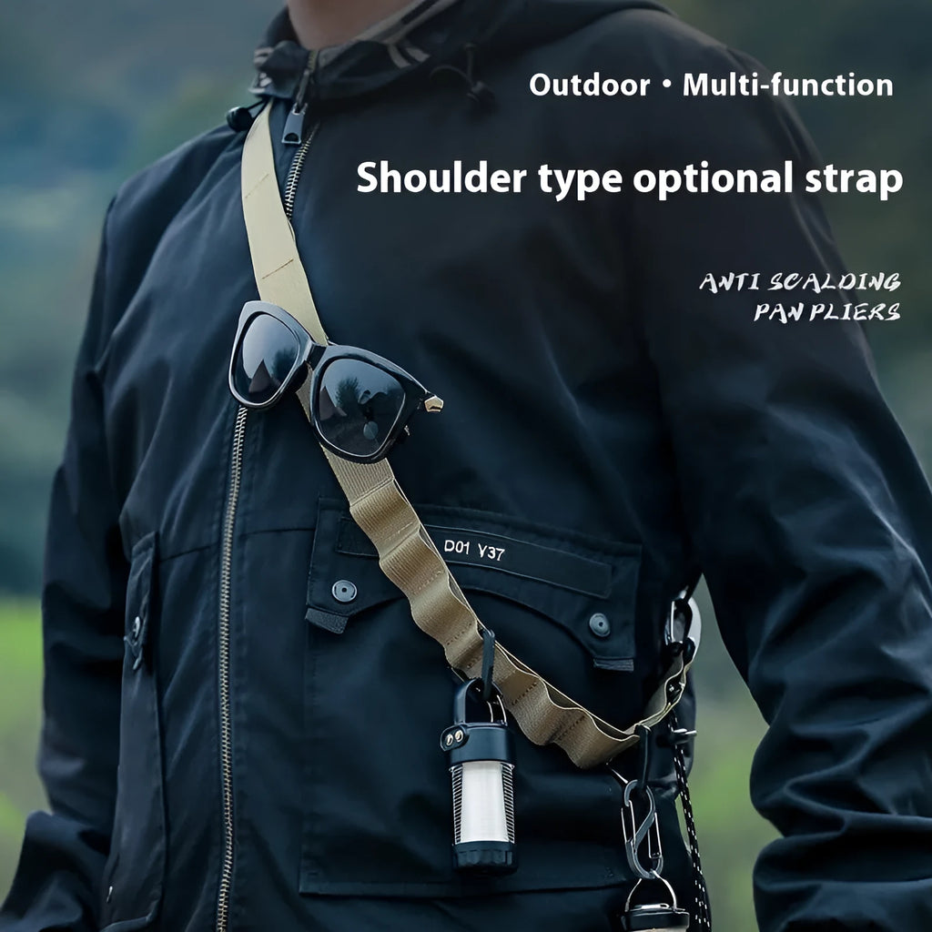 130cm outdoor hanging rope storage belt with hook-and-loop fastening in black colour