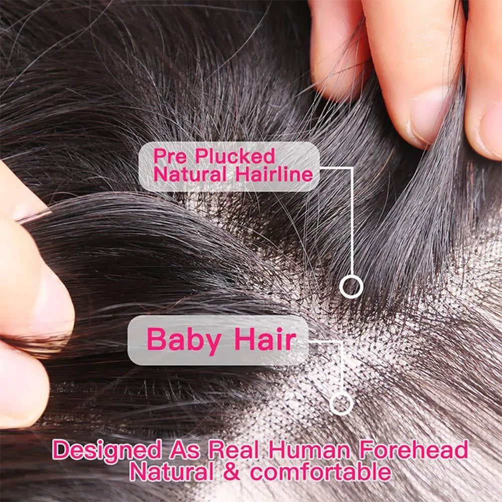 Natural human hair wig black medium length machine made for ladies