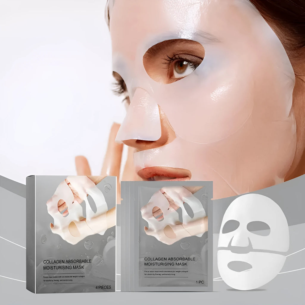 Bio collagen overnight facial mask set, 12x18cm moisturising sheet mask with facial cleansing device