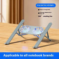 Silver aluminium laptop cooling stand with twin fans folded, next to its cloth storage bag and USB cable.