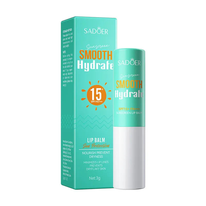 Anti-chapped lip moisturising lipstick in a tube, shown alongside text listing variants like Marigold, Hyaluronic Acid, and Watermelon.