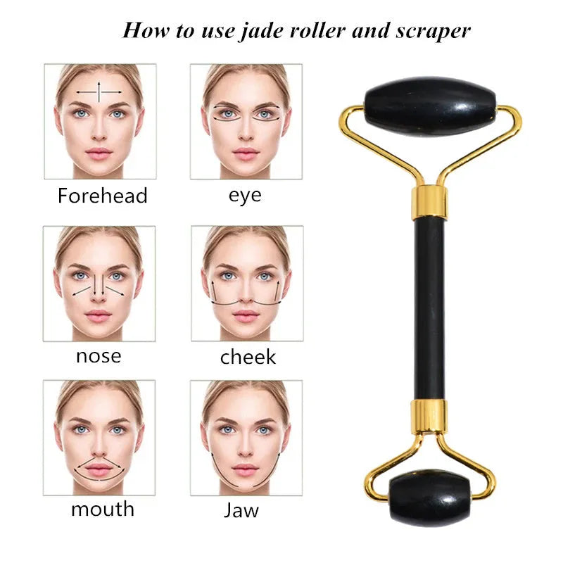 Black bianstone jade face massage bar for gua sha and facial massage