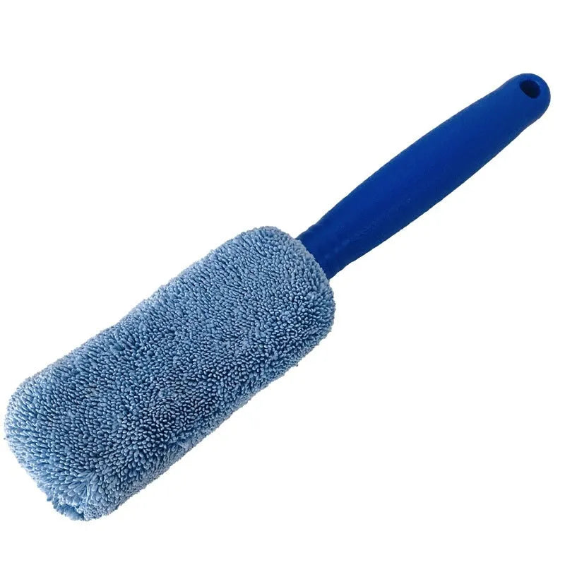 Microfiber long handle car wash tyre brush in blue or grey for cleaning vehicle wheels