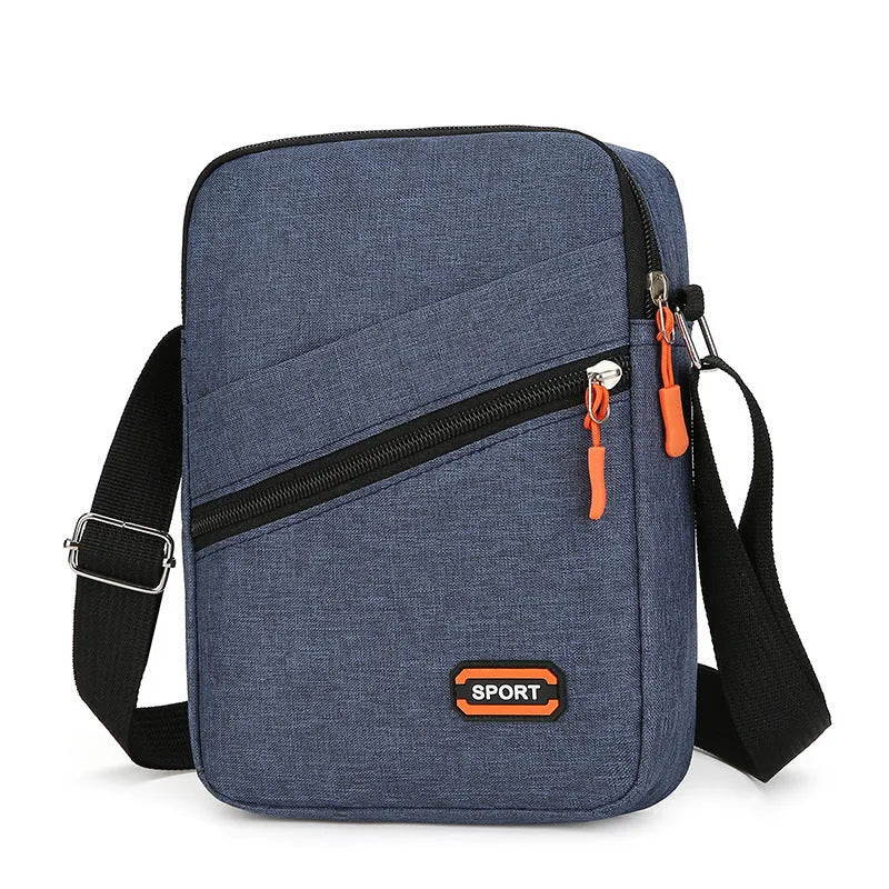 Ultra light Oxford cloth crossbody commuter bag in solid black, navy blue, or silver grey colour.