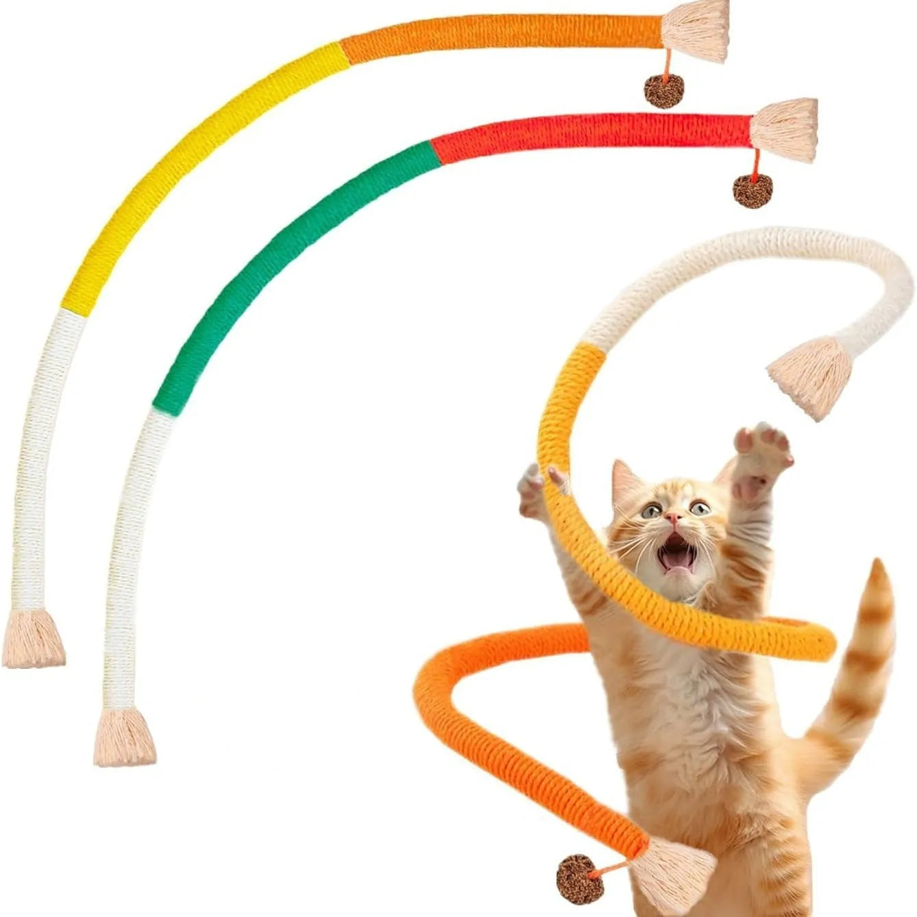 70cm long cotton string cat bite rope toy with catnip in multiple colour options.