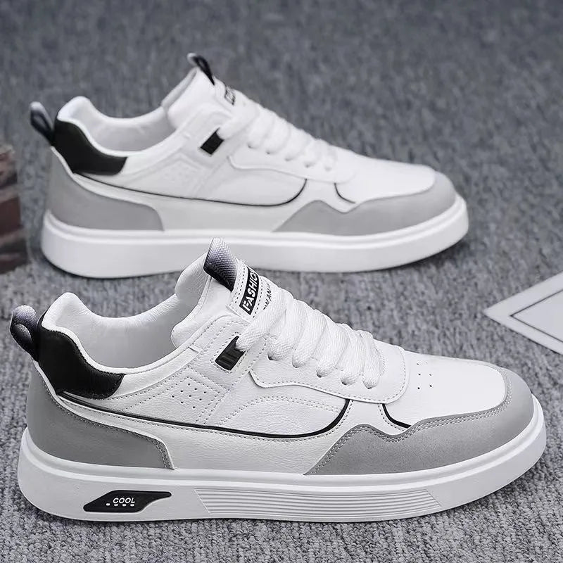 Men's Korean-style canvas board shoes with mesh lining in black, beige or gray