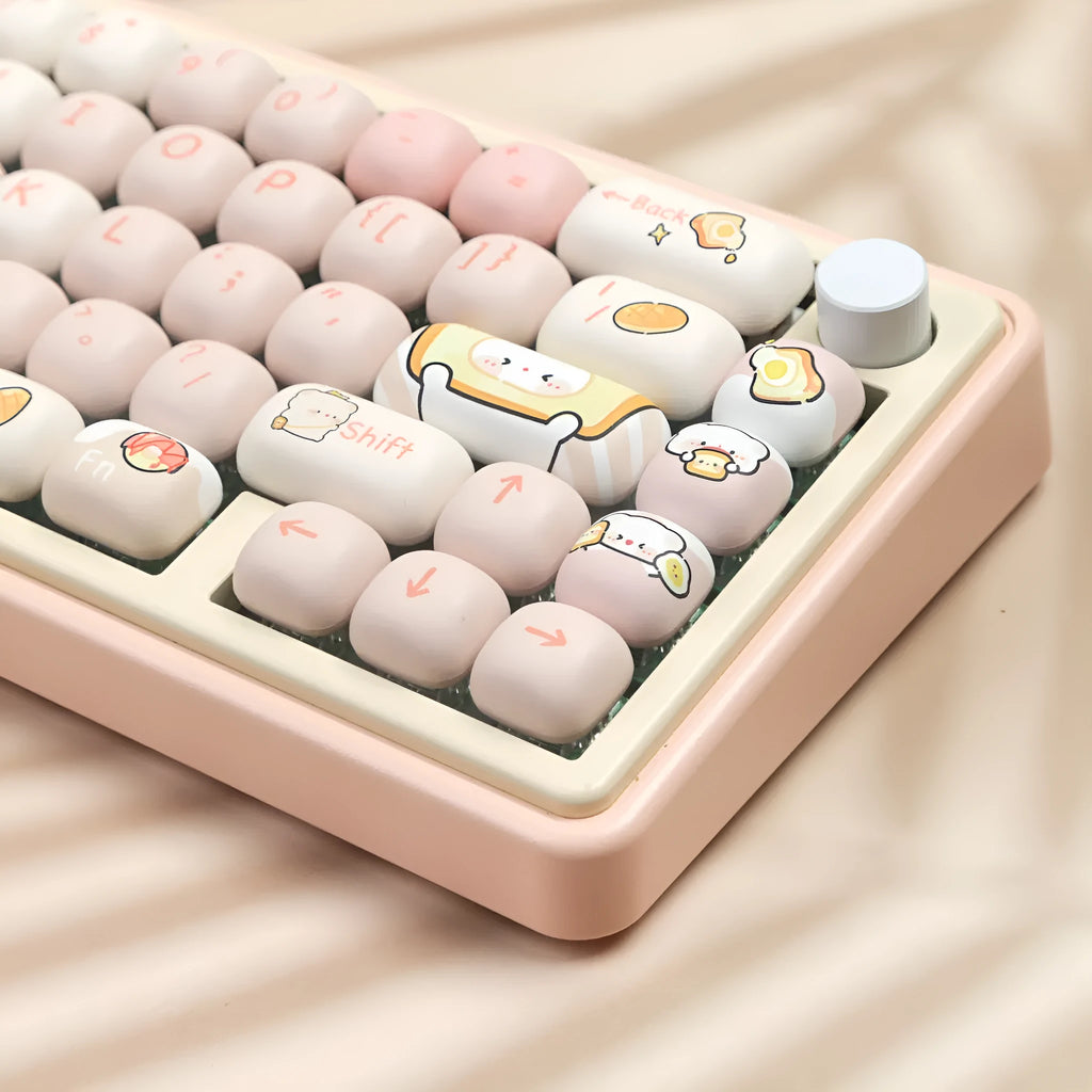 MOG profile PBT key cap set with steamed bread bear thermal sublimation designs for mechanical keyboards