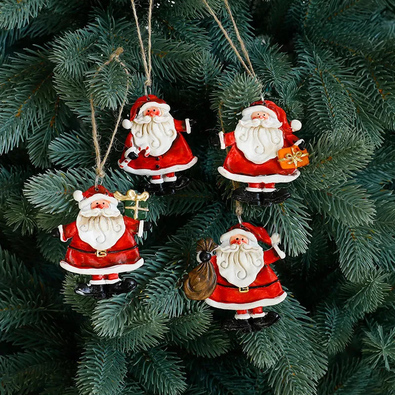 Christmas resin pendant set with snowman, gingerbread man, and Santa figures in various colours and accessories
