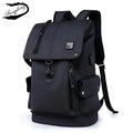 Travel laptop backpack in black with 45x30x17cm dimensions and multiple compartments