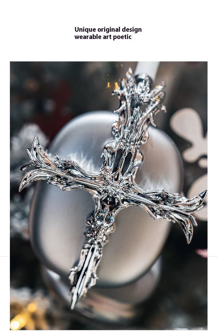 Gothic cross resin headphone covers for Apple AirPods Max in black and silver colours