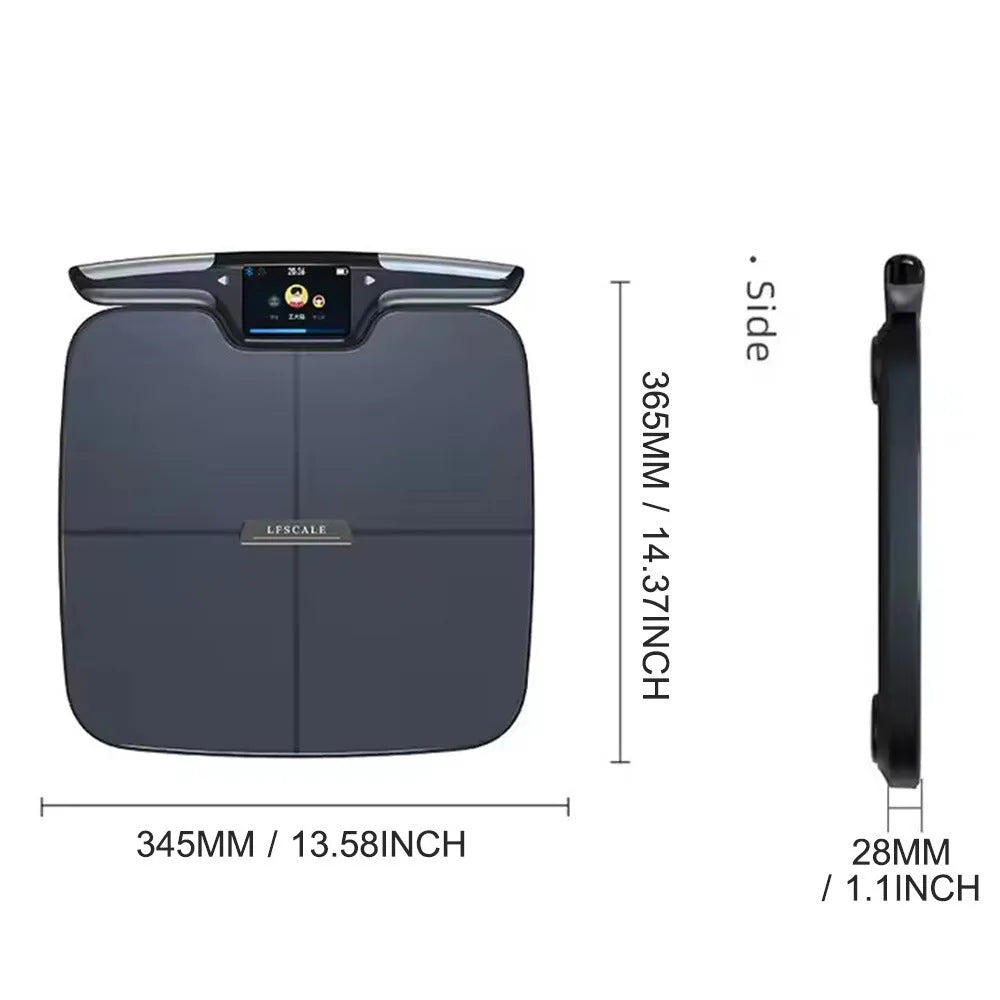 Black eight-electrode body fat weighing scale for home use
