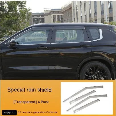 23 New Outlander window deflector 6-piece set in Black Warrior style installed on vehicle