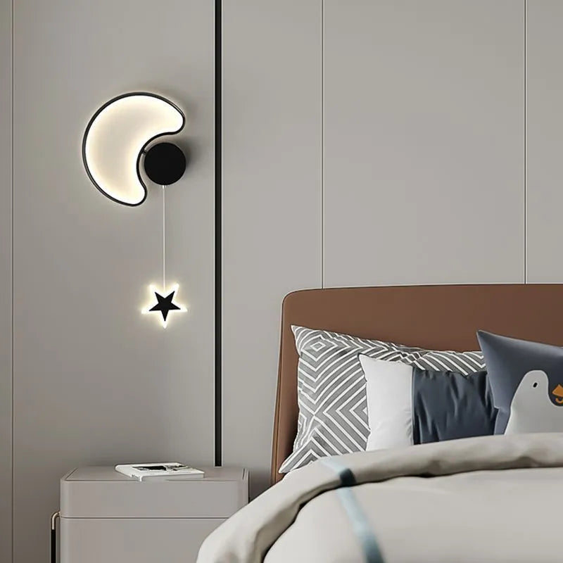 Children's wall-mounted lamp with cloud-shaped acrylic shade and three-colour LED light for bedside