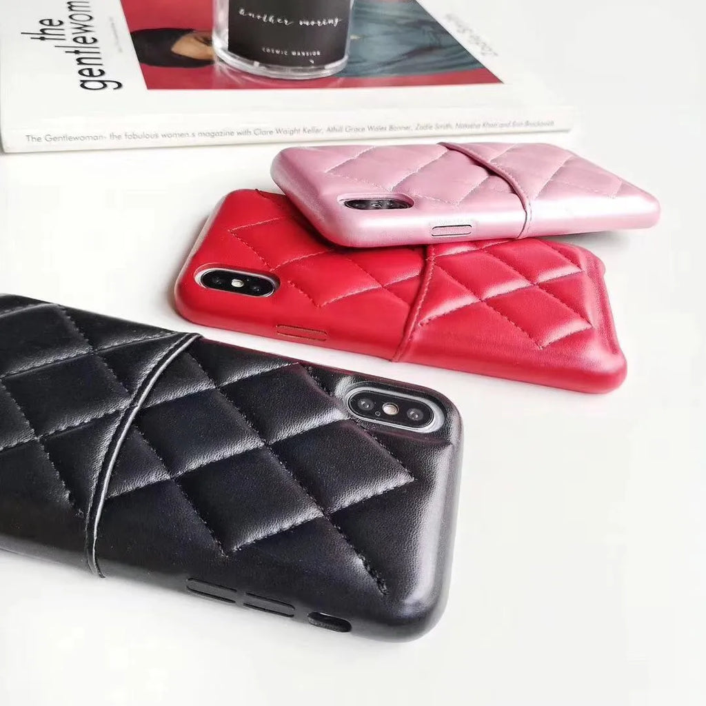 Leather iPhone case for XS Max in black, pink, or red colours