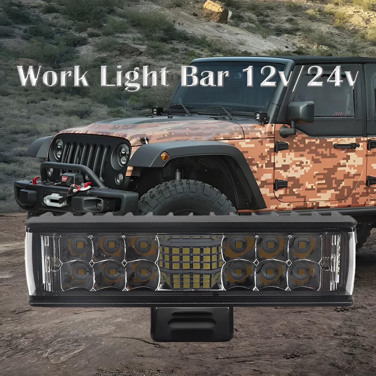 Black 7-inch 60W LED strip work light in straight line shape with aluminium shell