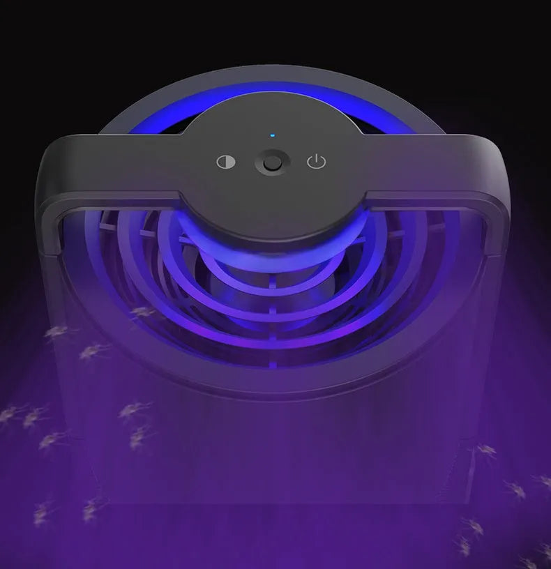 Black ABS intelligent light control mosquito killer lamp, 13cm x 14cm x 20.6cm, 220V 5W indoor insect trap