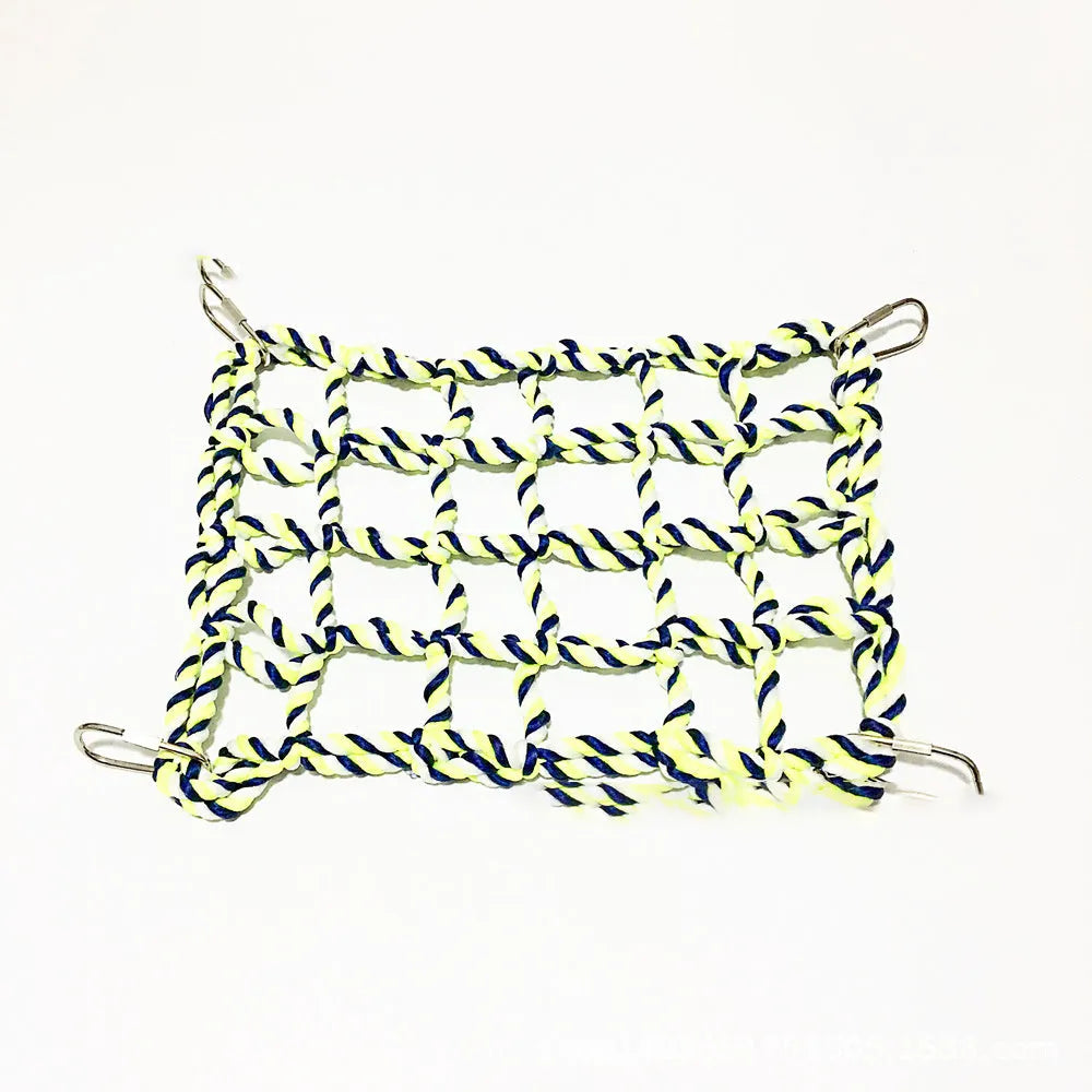 Woven small pet climbing net, 20x28cm, with four hardware buckles for parrot, hamster, squirrel or sugar glider cages