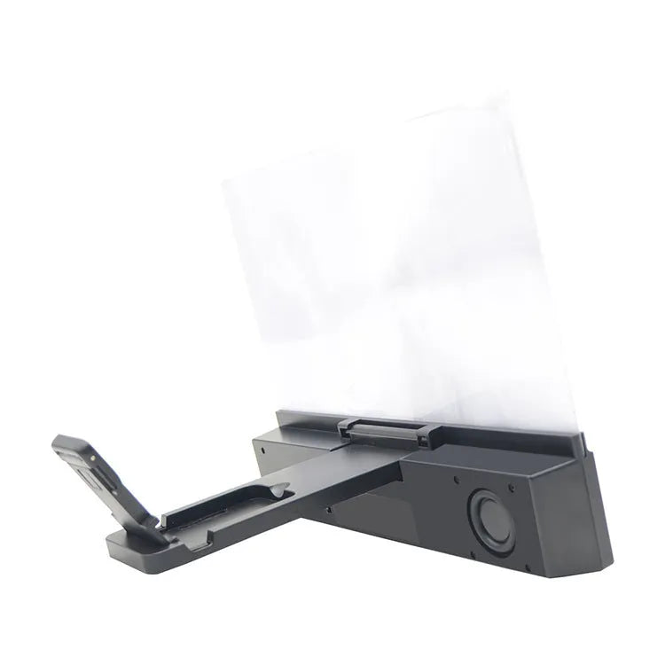 12-inch mobile phone screen amplifier with black ABS housing and acrylic lens, showing smartphone display enlarged.