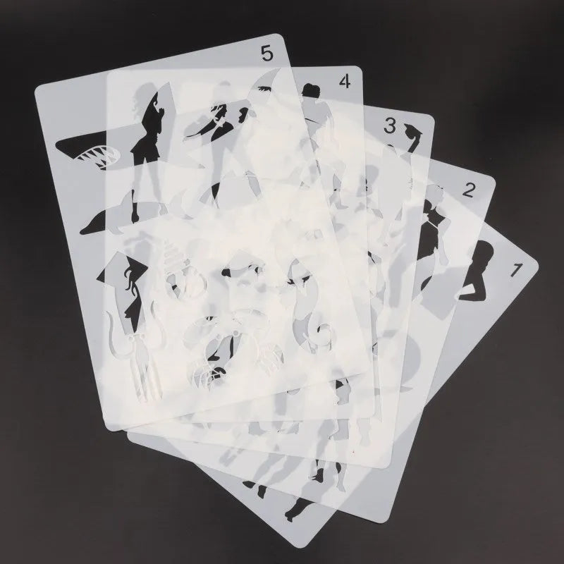 White drawing stencil set showing multiple design templates for craft artwork