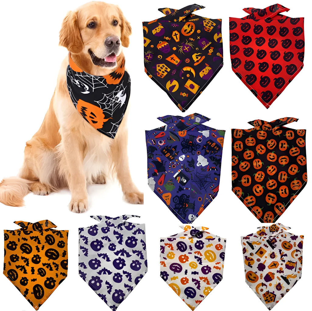 Polyester tie-dye triangle pet drool towel scarf in style option on a dog