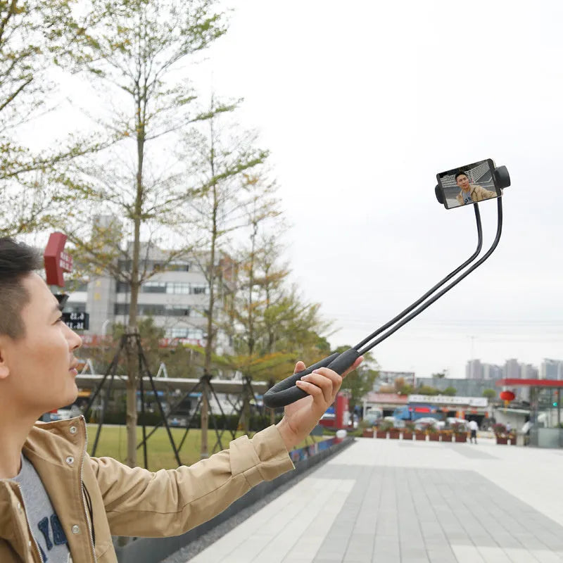 Flexible mobile phone holder with 360-degree rotation and shockproof bubble support for 4-10 inch devices