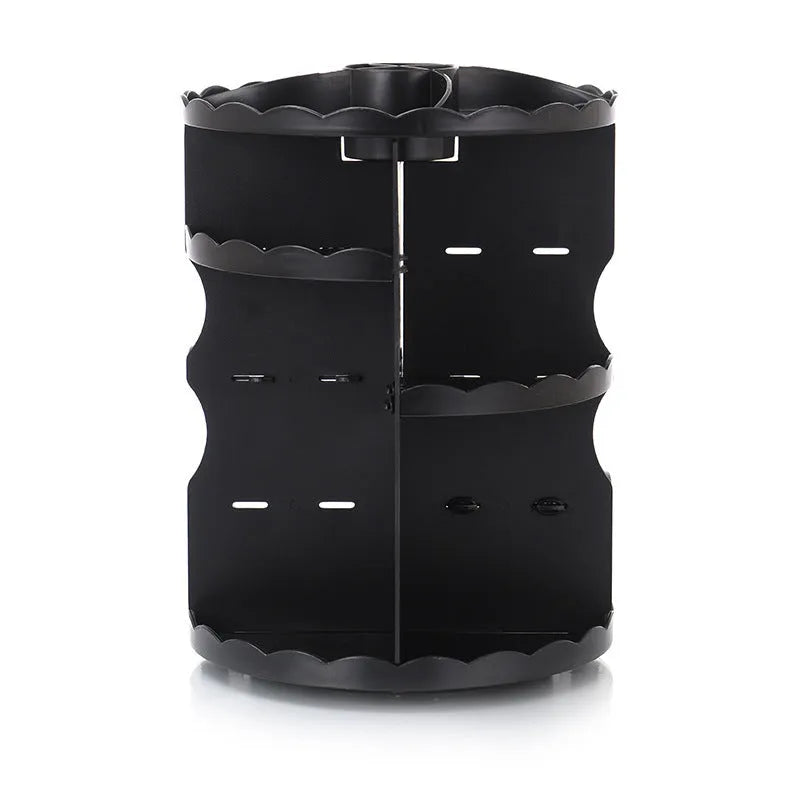 Multi-function cosmetics storage box, 360 rotating plastic makeup organizer, 23 x 30.5cm, pink white black transparent