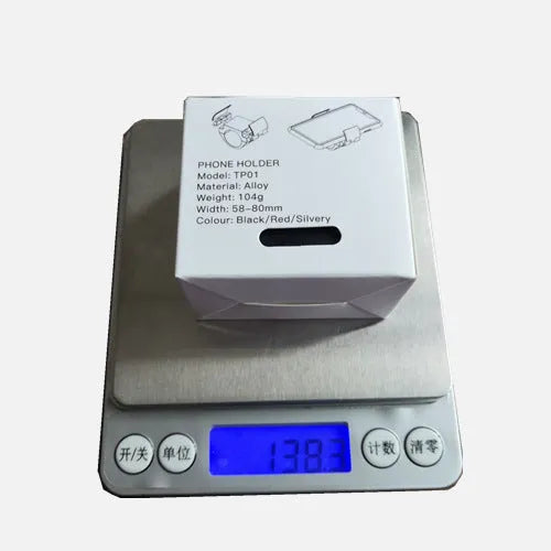 Folding bike phone mount in black, red, or silver, aluminium alloy with silicone sheets, one-hand operation, ring design