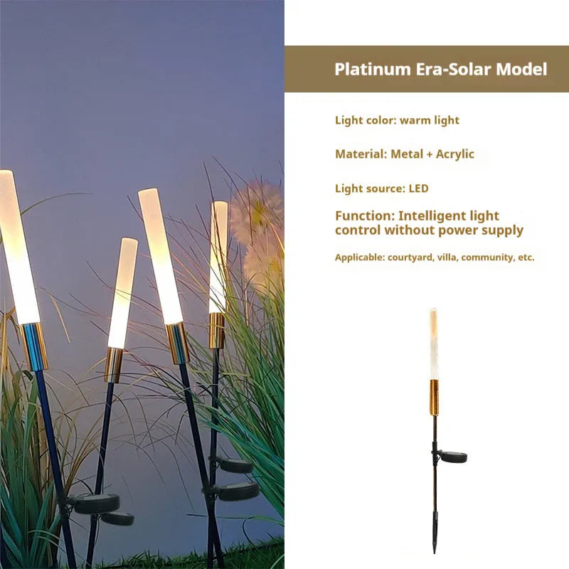Solar outdoor LED lawn lamp in acrylic hardware, 650mm to 1400mm garden path light with wheat lamp option