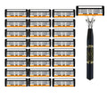 Black six-layer finger type manual shaver handle with multiple blade holder options