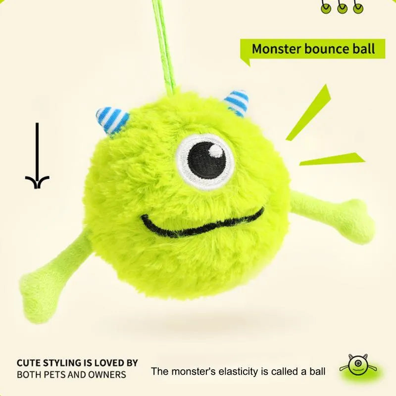 Green interactive sound dog teething ball with plush and TPR construction, 12cm diameter