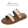 Women's vintage soft bottom flip-flops in brown and black artificial PU for beach and daily wear