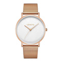 Men's quartz watch with 40mm round dial, 6mm alloy case, and alloy steel mesh strap in black.
