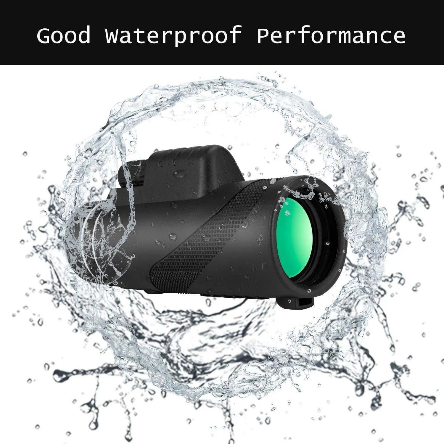 Black 40x60 monocular telescope with compact 144mm design and fully coated FMC lens